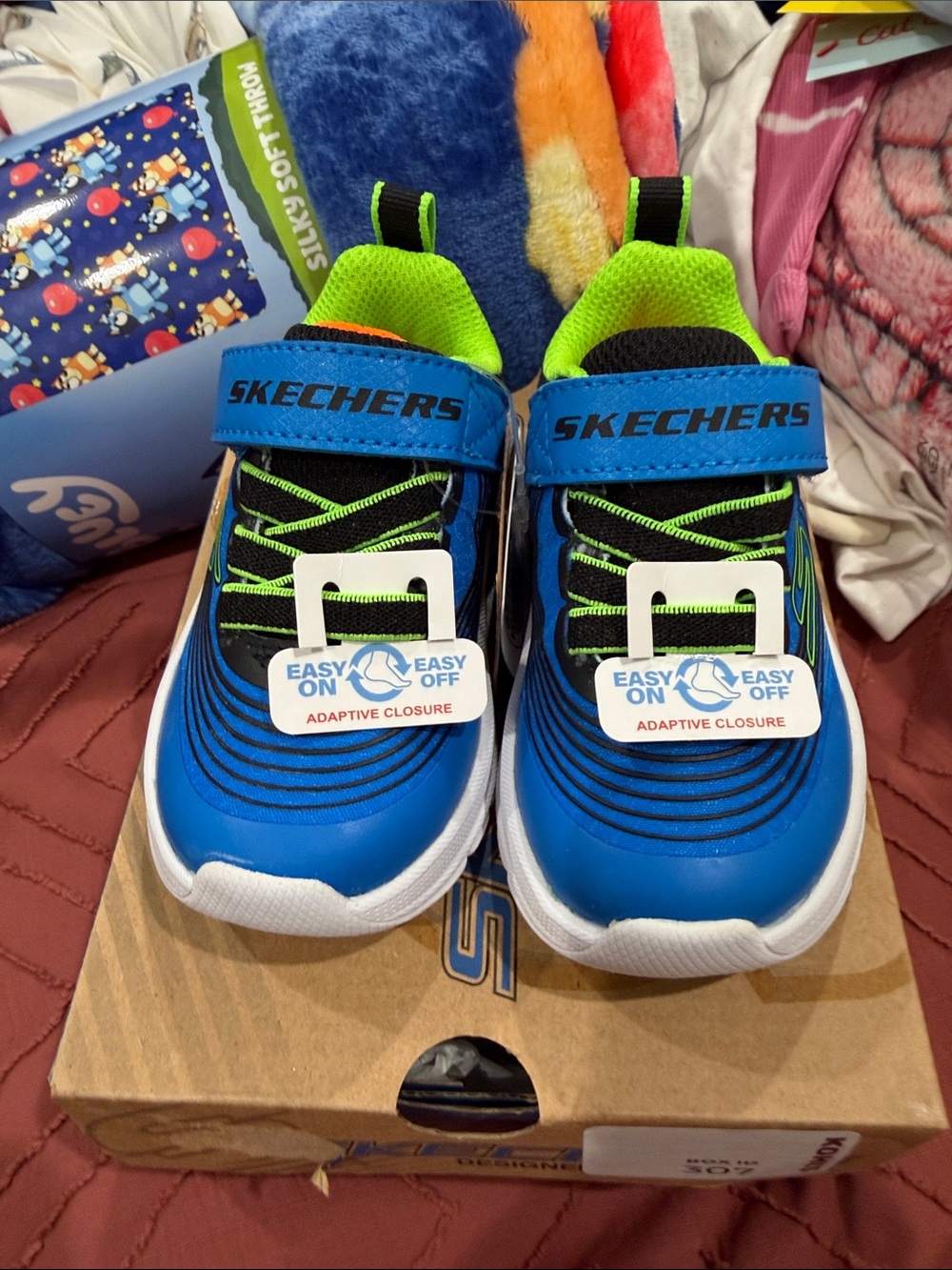 Skechers Kids Blue & Lime Adaptive Closure Sneakers - 5C